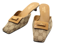 GUCCI グッチ GGサンダル レディース35ハーフ ベージュ キャンバス 革 1010396  2143600392477 【200】