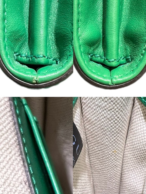 最終価格 正規品 GUCCI 【GGマーク】 赤緑ライン GUCCI グッチ GGエンボス メッセンジャーバッグ グリーン レザー