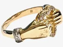 Carrera y Carrera カレライカレラ ハート&ハンドリング イエローゴールド ホワイトゴールド ダイヤモンド 6.5g #8.5 2147200512785 【432】