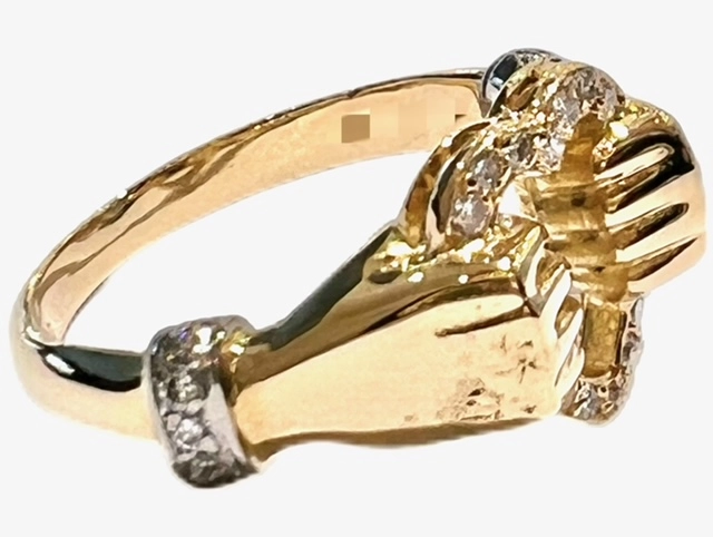 Carrera y Carrera カレライカレラ ハート&ハンドリング イエローゴールド ホワイトゴールド ダイヤモンド 6.5g #8.5 2147200512785 【432】