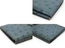 HERMES　エルメス　財布　ベアン二つ折り長財布 ブルー/GP（ゴールド金具）オーストリッチ　○Z刻印（1996年製造）　【200】【中古】【大黒屋】