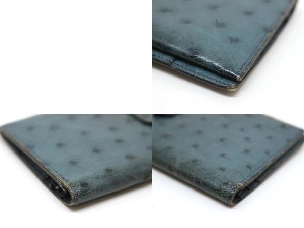 HERMES　エルメス　財布　ベアン二つ折り長財布 ブルー/GP（ゴールド金具）オーストリッチ　○Z刻印（1996年製造）　【200】【中古】【大黒屋】