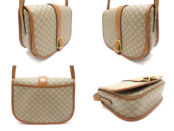 CELINE セリーヌ マカダム ショルダーバッグ ベージュ×ブラウン CELINE セリーヌ マカダム ショルダーバッグ ベージュ×ブラウン