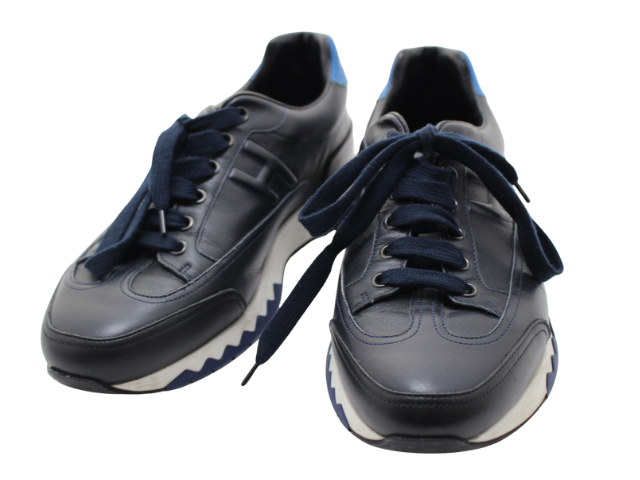 HERMES エルメス トレイル スニーカー メンズ41.5 ネイビー ブラック