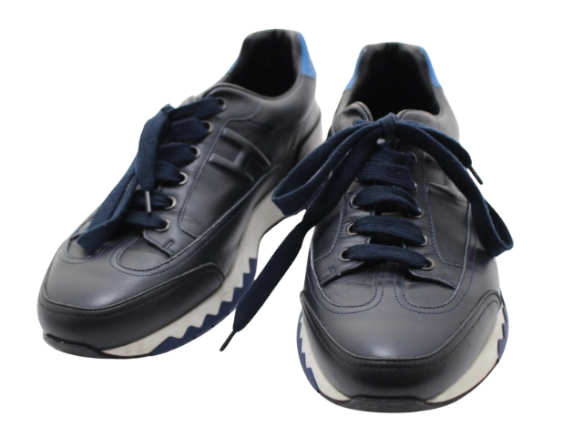 HERMES エルメス トレイル スニーカー メンズ41.5 ネイビー ブラック