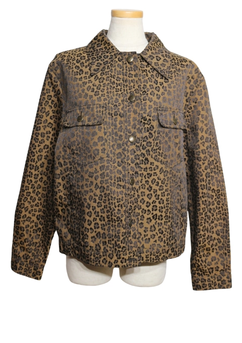 FENDI フェンディ レオパードエジャケット レディース46 ブラウン