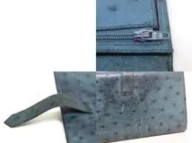 HERMES　エルメス　財布　ベアン二つ折り長財布 ブルー/GP（ゴールド金具）オーストリッチ　○Z刻印（1996年製造）　【200】【中古】【大黒屋】