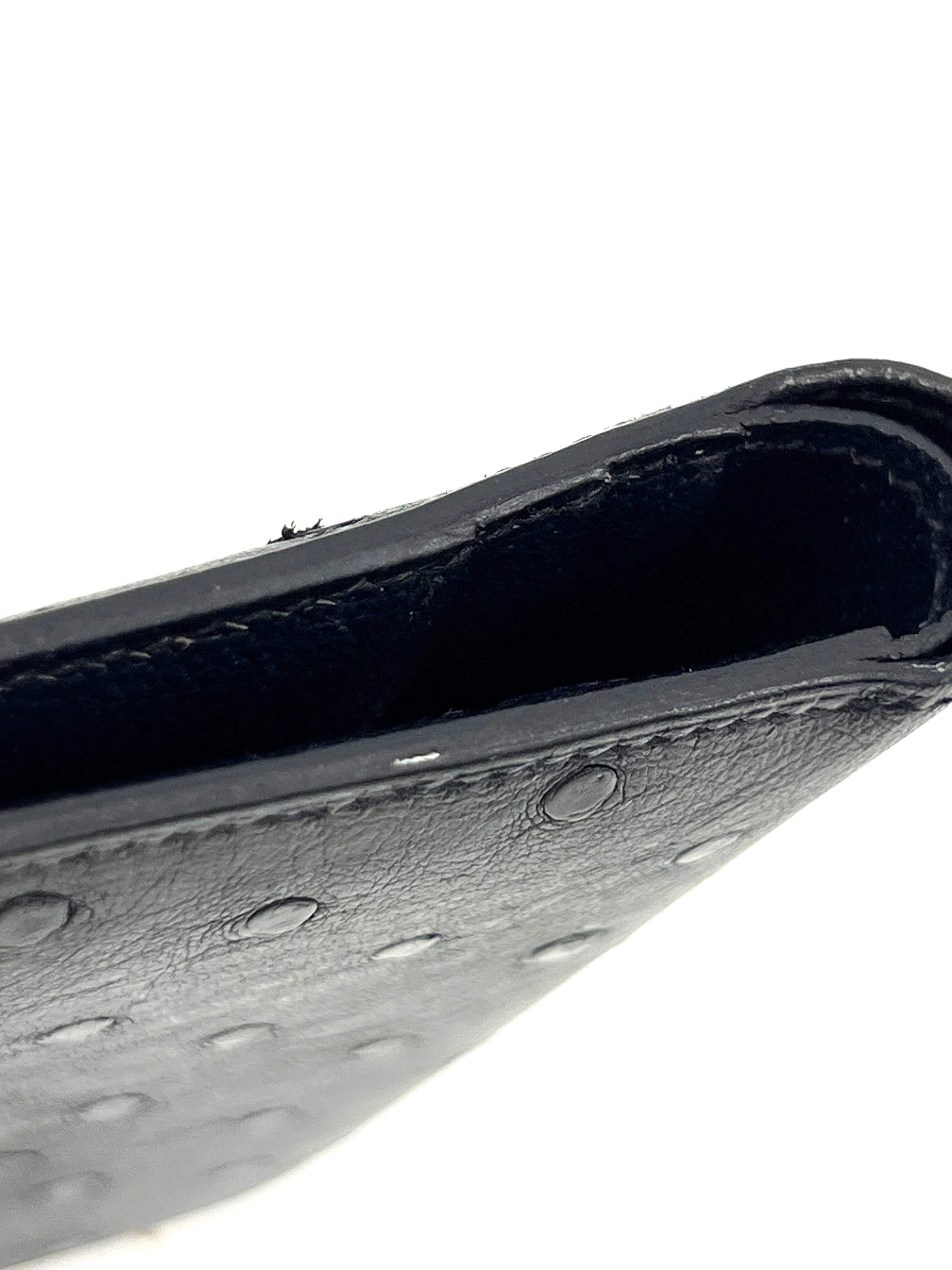 HERMES　エルメス　小物　二つ折り財布　ベアンコンパクト　ブルーニュイ・GP金具　オーストリッチ　C刻印・2018年頃製造　【472】HA