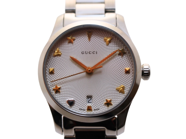 【国内即納】GUCCI G-Timeless YA126572A レディース 腕時計 Gucci G-Timeless Silver Dial Stainless Steel Ladies Watch