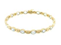 JEWELRY　貴金属・宝石 　ブレスレット　K18　ゴールド　アクアマリン　7.50ct　ダイヤモンド　0.32ct　12.5g