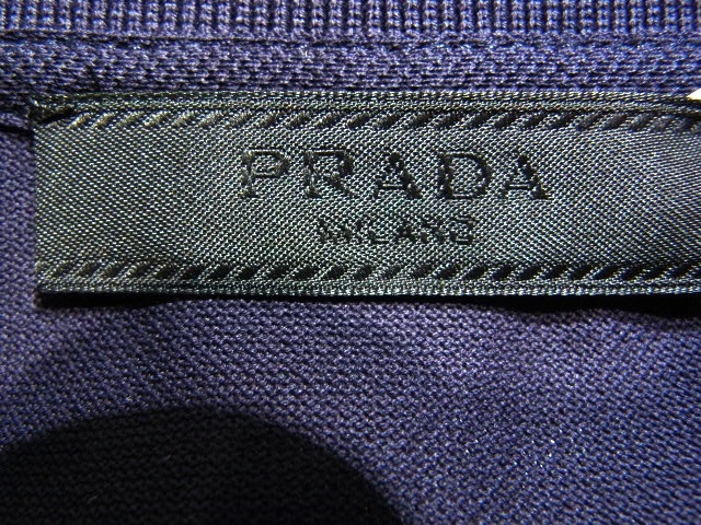 PRADA プラダ ポロシャツ メンズS ネイビー コットン 【432】 の