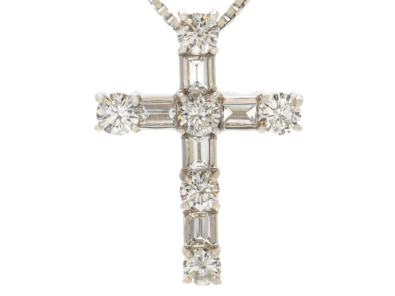 JEWELRY　貴金属・宝石　ダイヤモンドネックレス　クロス　PT　プラチナ　ダイヤモンド　1.00ct　7.0g