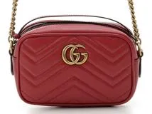 GUCCI グッチ GGマーモント キルティング ミニバッグ ショルダーバッグ レッド レザー 448065 【435】  の購入なら「質」の大黒屋（公式）