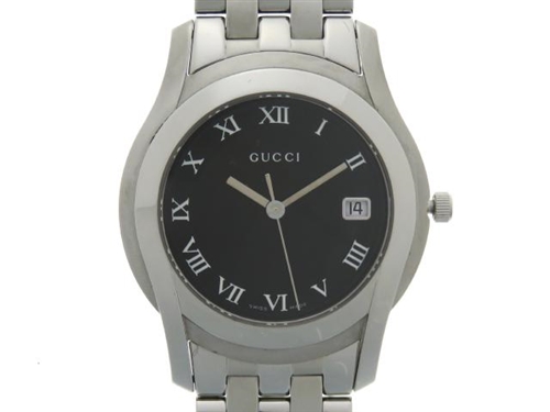 GUCCI グッチ メンズ時計 クオーツ 5500M ブラック文字盤 SS 91.1g