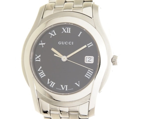 GUCCI グッチ 時計 5500M メンズ ステンレススチール 黒文字盤