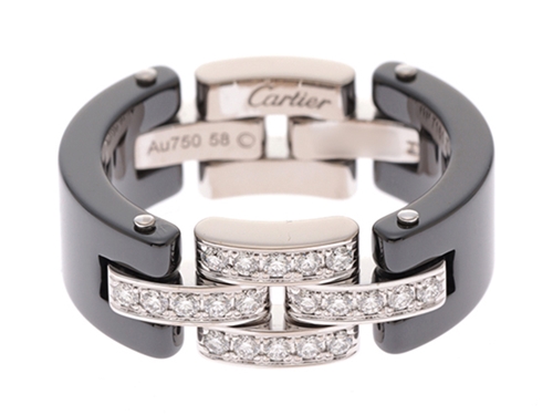 Cartier カルティエ WG ブラックセラミック ダイヤモンド マイヨン