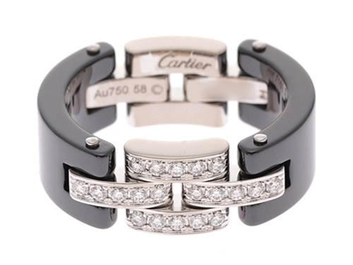 Cartier カルティエ WG ブラックセラミック ダイヤモンド マイヨン