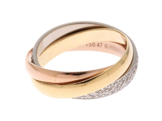 Cartier カルティエ トリニティリング リング 指輪 3カラー ゴールド ダイヤモンド 47号 【460】