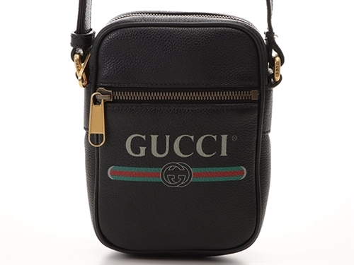 GUCCI グッチ ロゴショルダー バッグ ブラック レザー【472】YI の購入