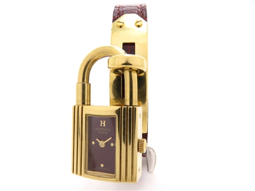 HERMES エルメス 時計 ケリーウォッチ クオーツ GP ワインレッド