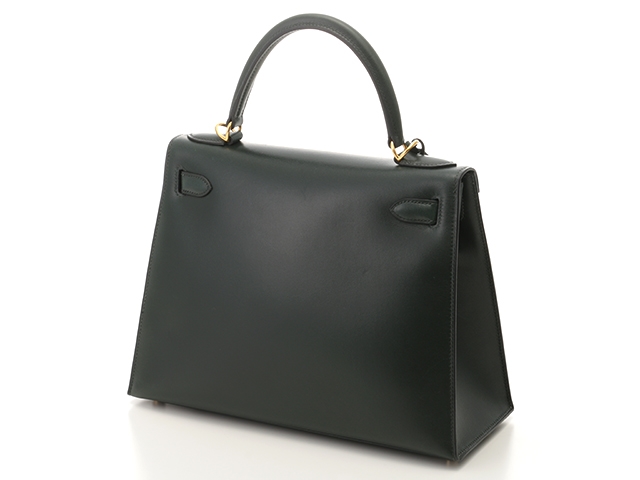 HERMES エルメス ケリー28 グリーン ボックスカーフ ゴールド
