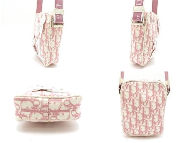 Dior ディオール バッグ トロッターショルダーバッグ ワンショルダーバッグ 花ピンク キャンバス【430】