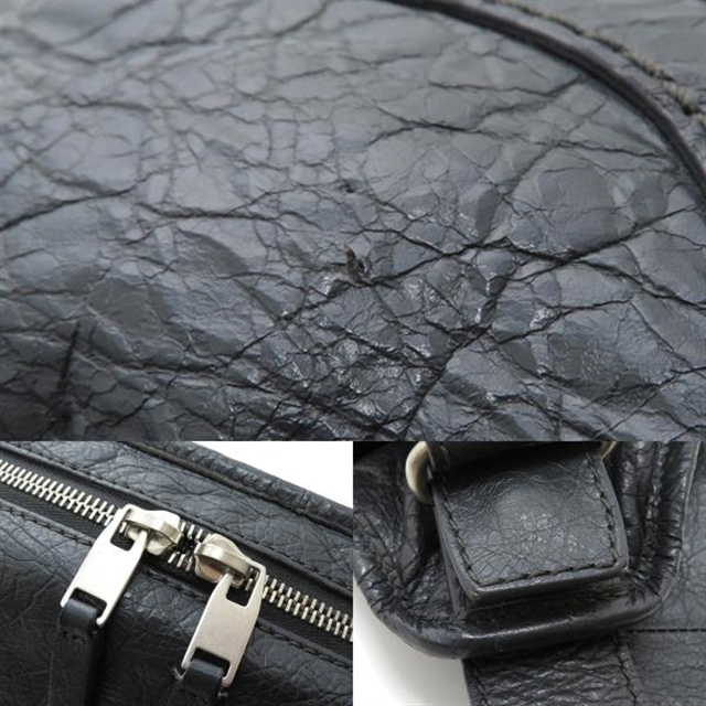 バレンシアガ クラシックネオリフト レザーボディバッグ　グレー バレンシアガ グレー レザー シワ クラシック オートバイ モデル