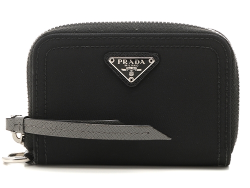PRADA コインケース ストラップ付き ブラック ナイロン×レザー