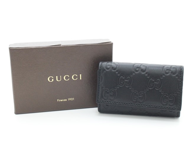 GUCCI グッチ 6連キーケース 138093 グッチシマ レザー ブラック 【436