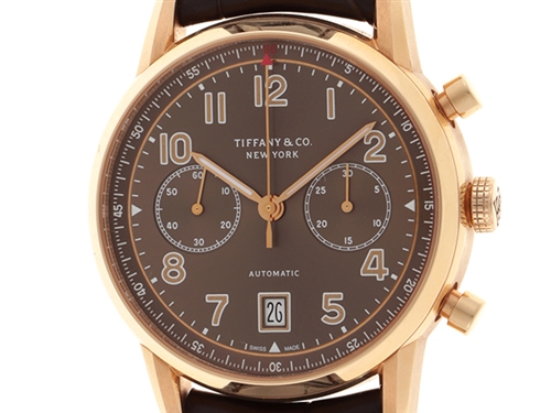 TIFFANY＆CO ティファニー 時計 CT60 クロノグラフ ピンクゴールド/革 
