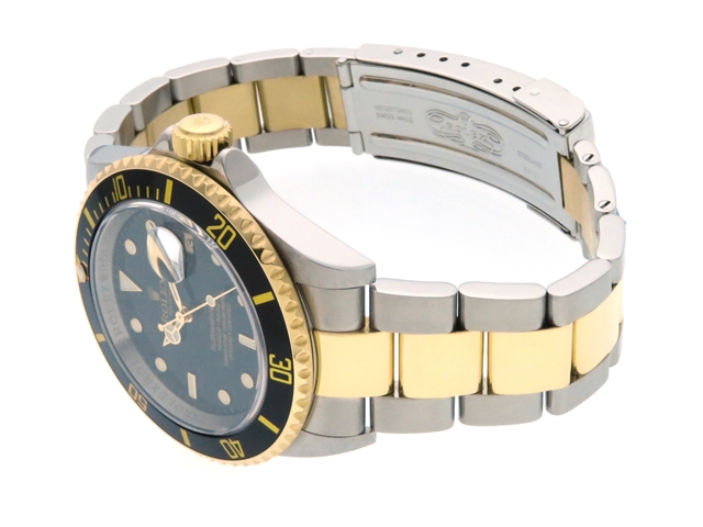 【M番　日付無し　並行】ROLEX　ロレックス　サブマリーナデイト　16613　YG/SS　ブラック文字盤　メンズ　オートマチック　黒サブ　 ルーレットダイヤル　ダイバーズ　【472】
