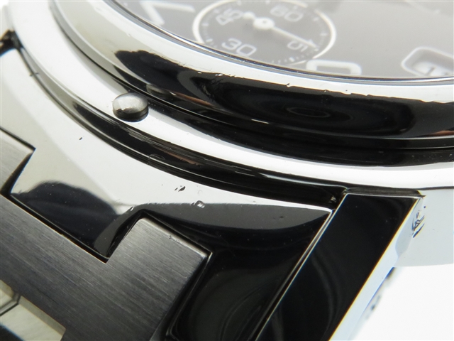 HERMES エルメス クリッパークロノ CL1.910 ブラック文字盤 SS