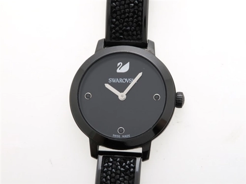 【美品】Swarovski  スワロフスキー 腕時計 クリスタル バングル 黒そがのスワロフスキー