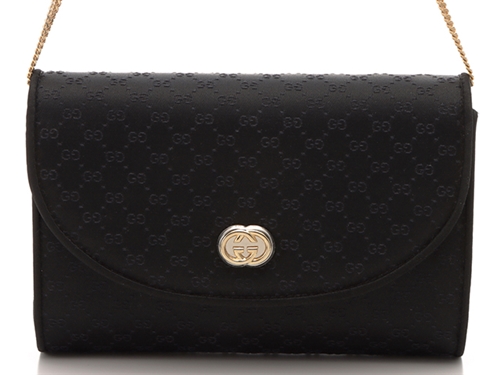 GUCCI グッチ チェーンショルダーバッグ ブラック キャンバス GUCCI グッチ チェーンショルダーバッグ ブラック キャンバス
