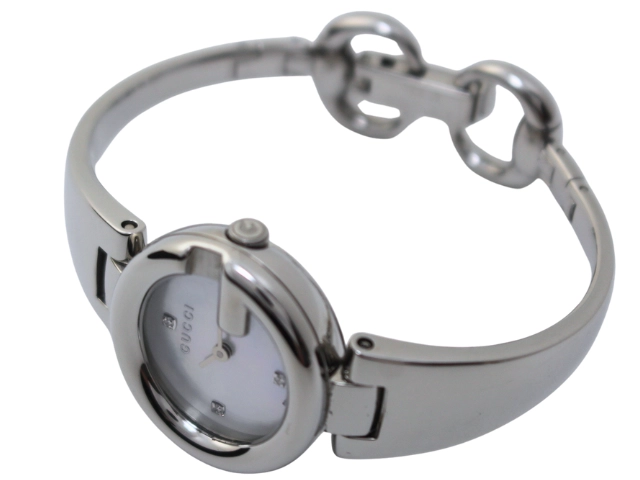 GUCCI グッチ 腕時計 134.5 シェル 3ポイントダイヤ SS クォーツ レディース 2148103920707 【200】