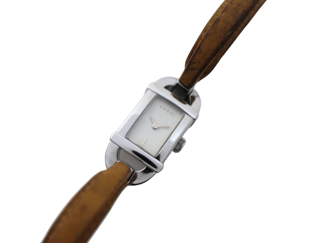 GUCCI グッチ 腕時計 6800L SS/革 シルバー クォーツ レディース 2148103885273 【200】
