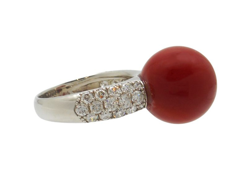 JEWELRY 貴金属・宝石 珊瑚 リング 指輪 プラチナ ダイヤモンド 珊瑚