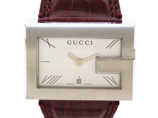 GUCCI グッチ 腕時計 Gレクタングル SS/革 シルバー 100M クォーツ