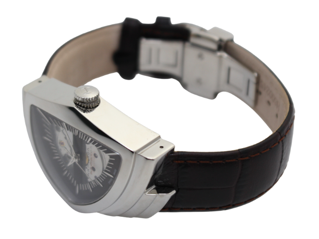 HAMILTON ハミルトン 腕時計 ベンチュラ SS/革 ブラウン/スケルトン