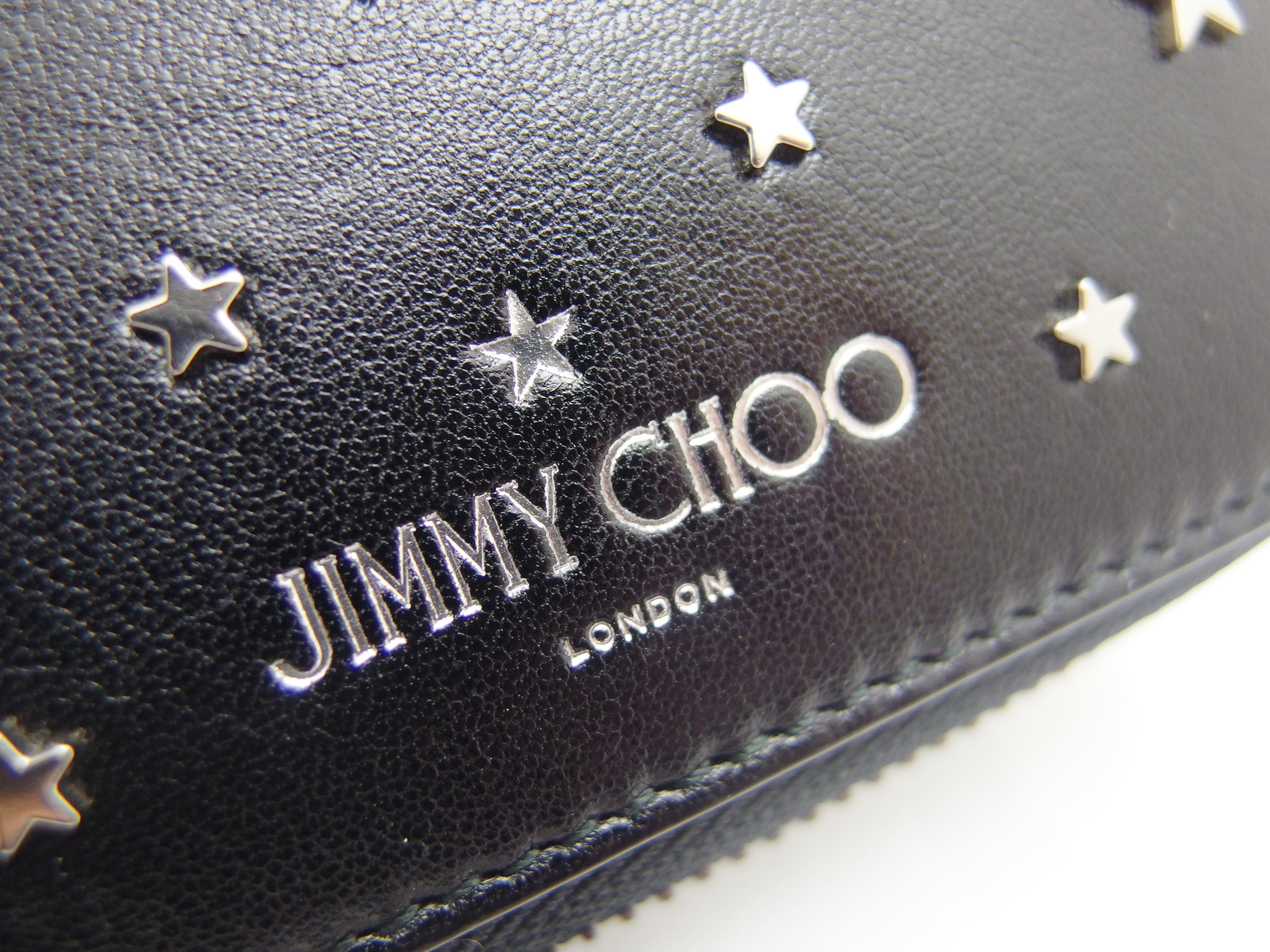JIMMY CHOO ジミーチュウ 二つ折り財布 レザー ブラック スタッズ 【435】の購入なら「質」の大黒屋（公式）