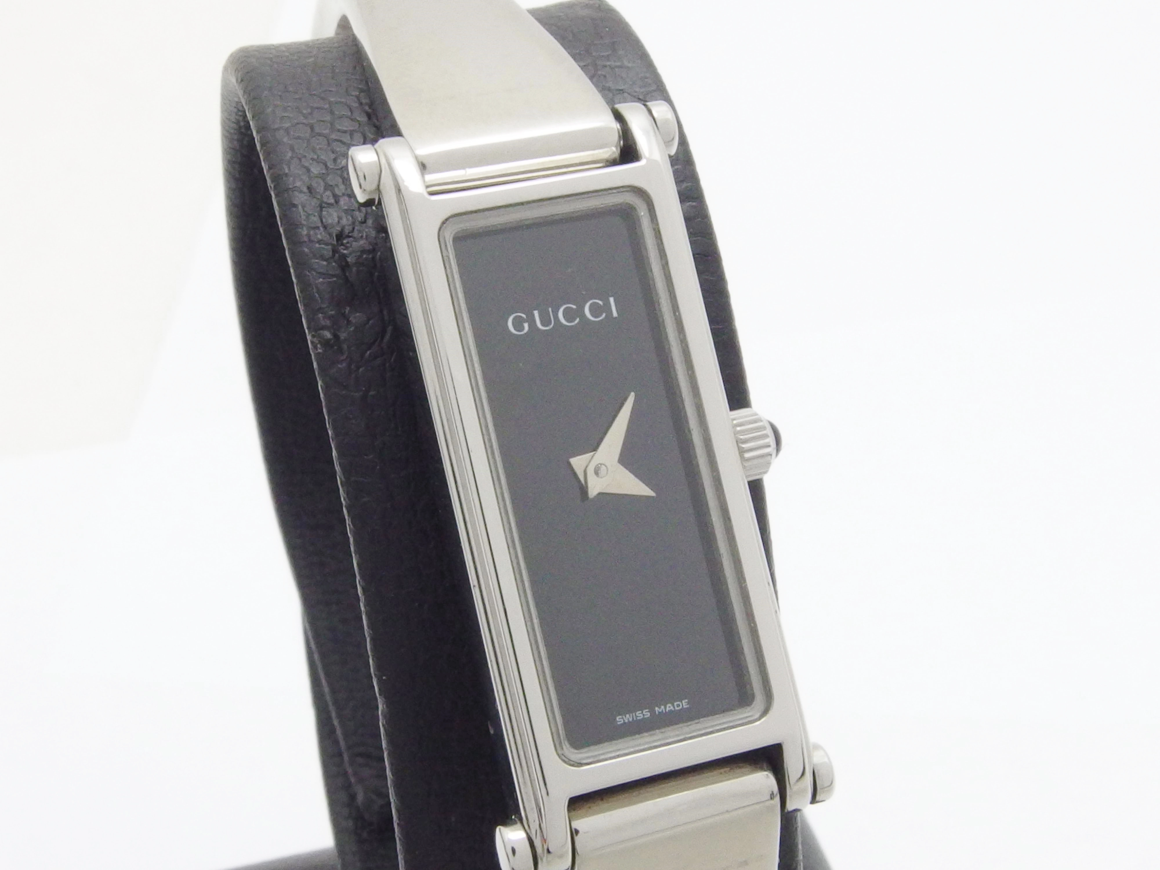GUCCI グッチ 腕時計 レディース クオーツ 1500L SS 黒文字盤【434 ...