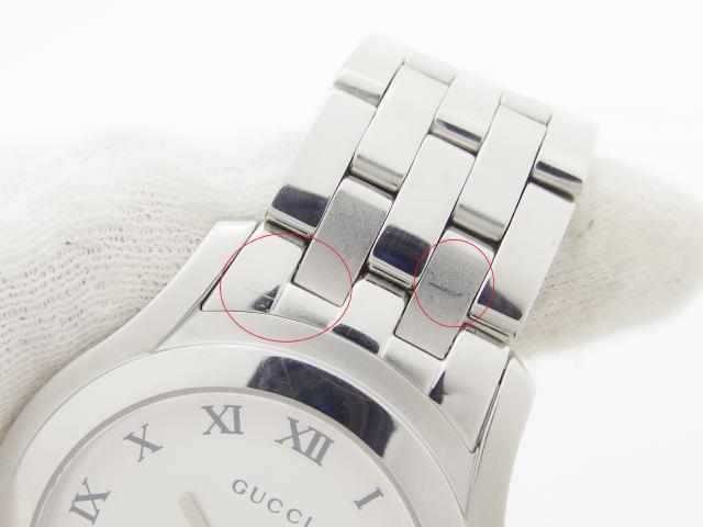 電池交換済】GUCCI グッチ 5500M 腕時計 ブラック メンズ シルバー