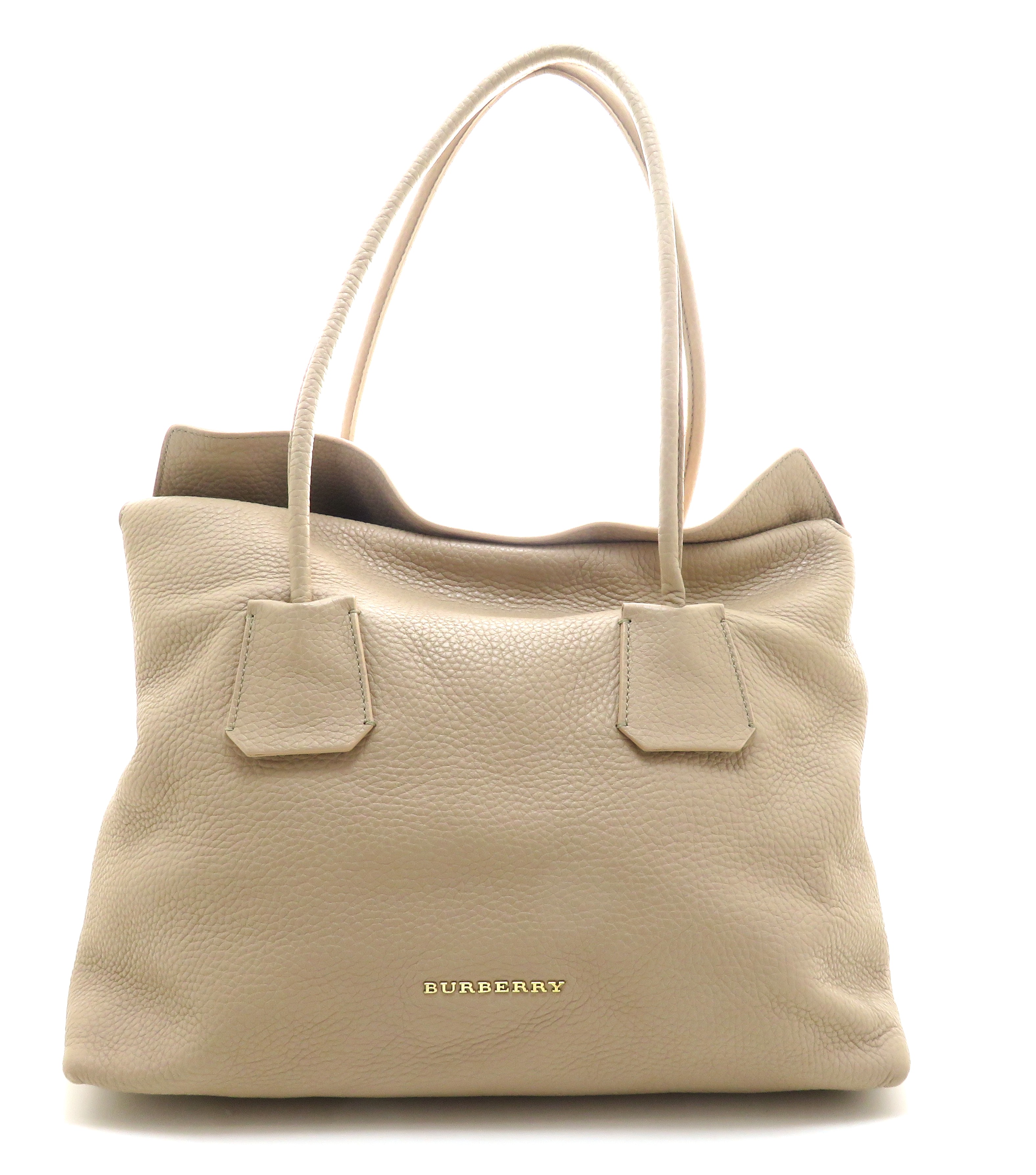 ✨美品✨BURBERRY トートバッグ ロゴ金具 カーキ レザー 大型