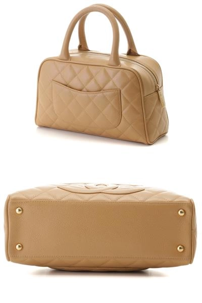 CHANEL シャネル マトラッセ ミニボストンバッグ ベージュ/GP キャビア 【430】2143200588263