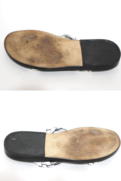 GUCCI　グッチ　サンダル　靴　メンズ40ハーフ　ホワイト　ブラック　レザー　（2120500161525）【434】