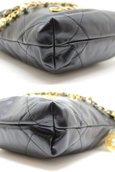 CHANEL シャネル CHANEL22 シャネル22 ミニ ブラック GP ゴールド金具 カーフ ヴィンテージ加工 2120000324758【200】
