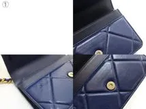 CHANEL シャネル CHANEL19 マキシ マトラッセ チェーンウォレット ヴィンテージ加工 ネイビー ゴールドxシルバー金具 2148103564369【200】