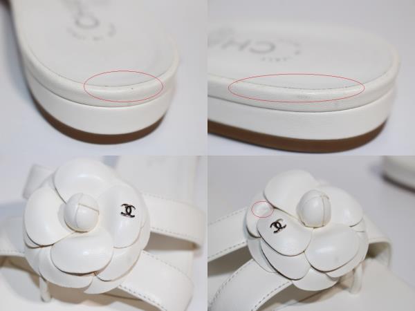 CHANEL シャネル サンダル レディース38 ホワイト レザー 参考