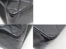 CHANEL シャネル マトラッセＷフラップ  Ｗチェーン ショルダーバッグ ブラック GP キャビアスキン A01112