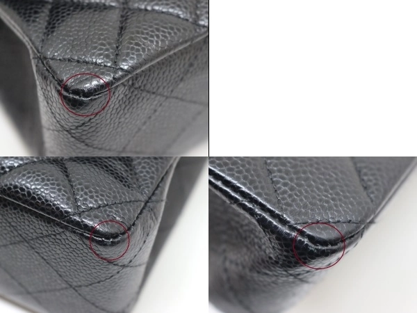 CHANEL シャネル マトラッセＷフラップ  Ｗチェーン ショルダーバッグ ブラック GP キャビアスキン A01112